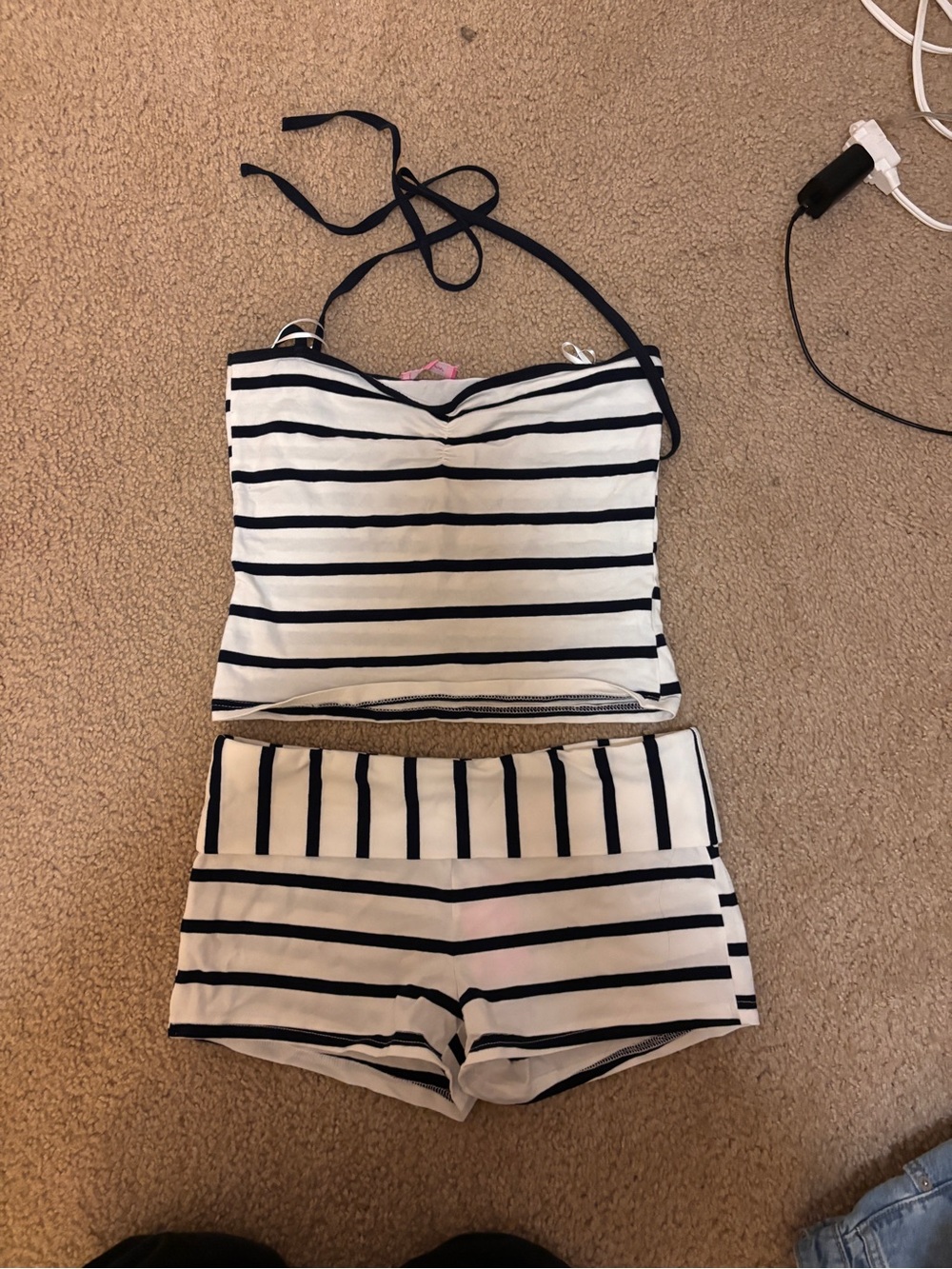 Striped Navy and White Womens Set